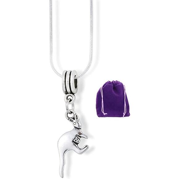 Kangaroo Necklace - Kangaroo with Joey in Pouch Charm - Picture 1 of 4